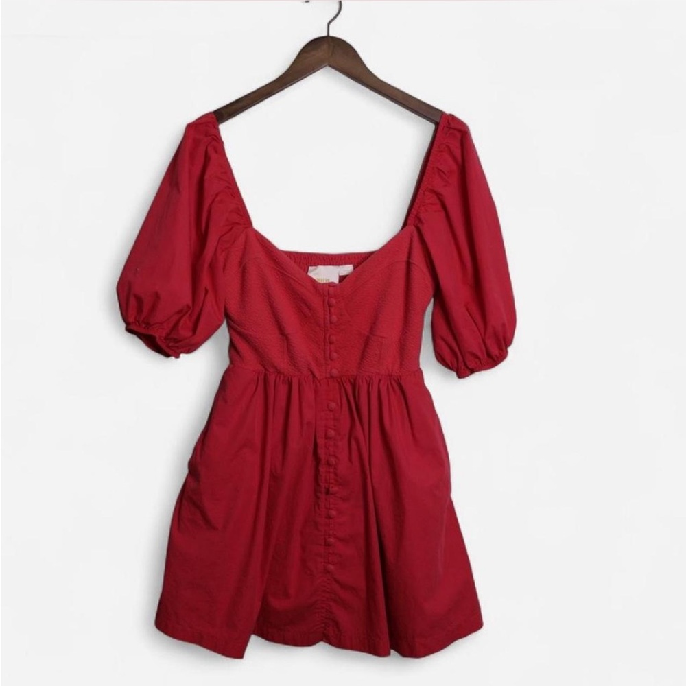 Anthropologie pink Mini Dress with Puff Sleeves